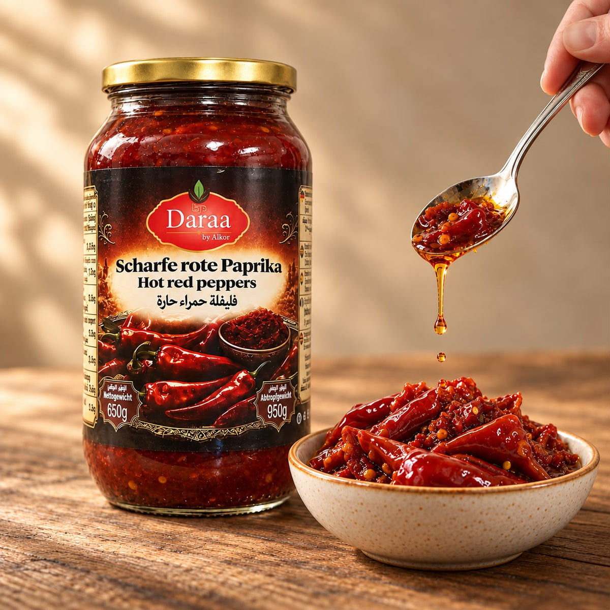 Paprikapaste scharf Daraa 650 g