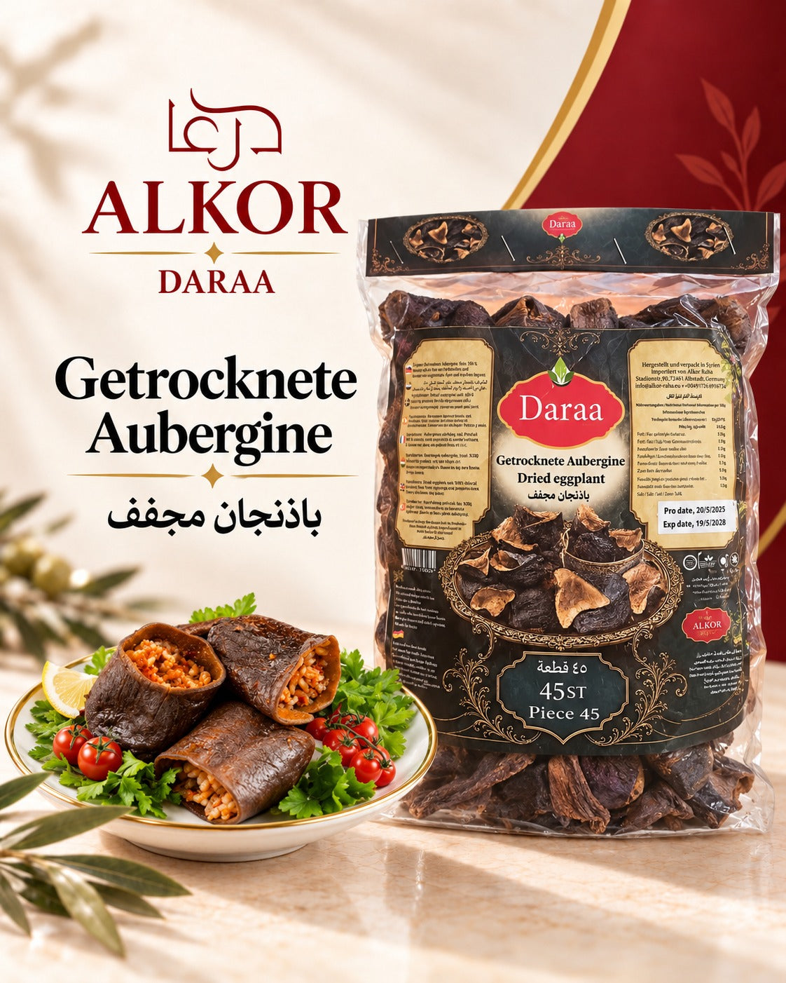 Getrocknete Auberginen zum Füllen Daraa