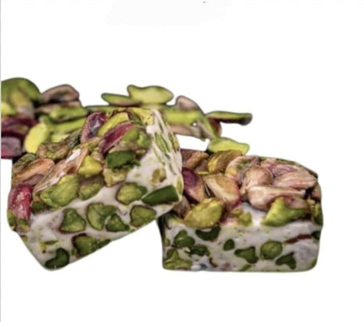 Nougat mit Voll Pistazien, نوغا محشية ومغلفة بالفستق الحلبي Ab 250g