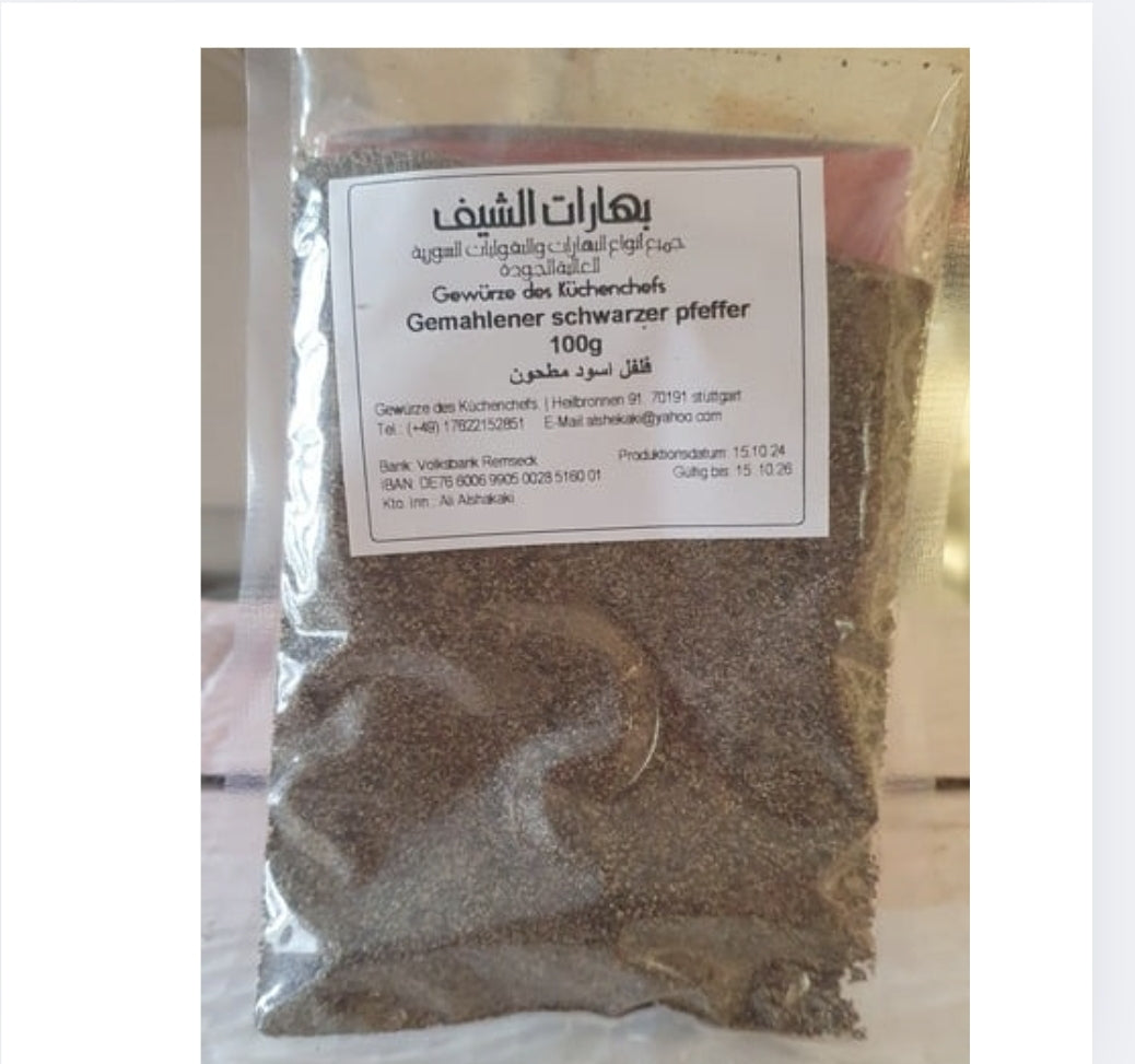 Schwarze Pfeffer pulver